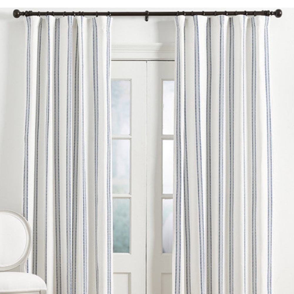 Ballard Design Hollis Ditsy Stripe Brown 2 panels both 50x 84 Never used